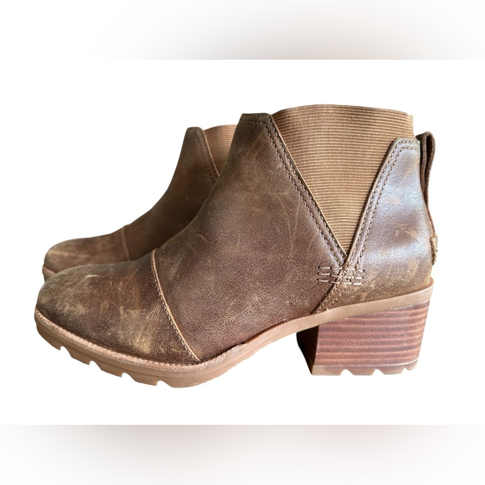 Sorel Women's Size 8 Cate Chelsea Bootie Waterproof Leather Brown Rain Boot - Picture 2 of 9